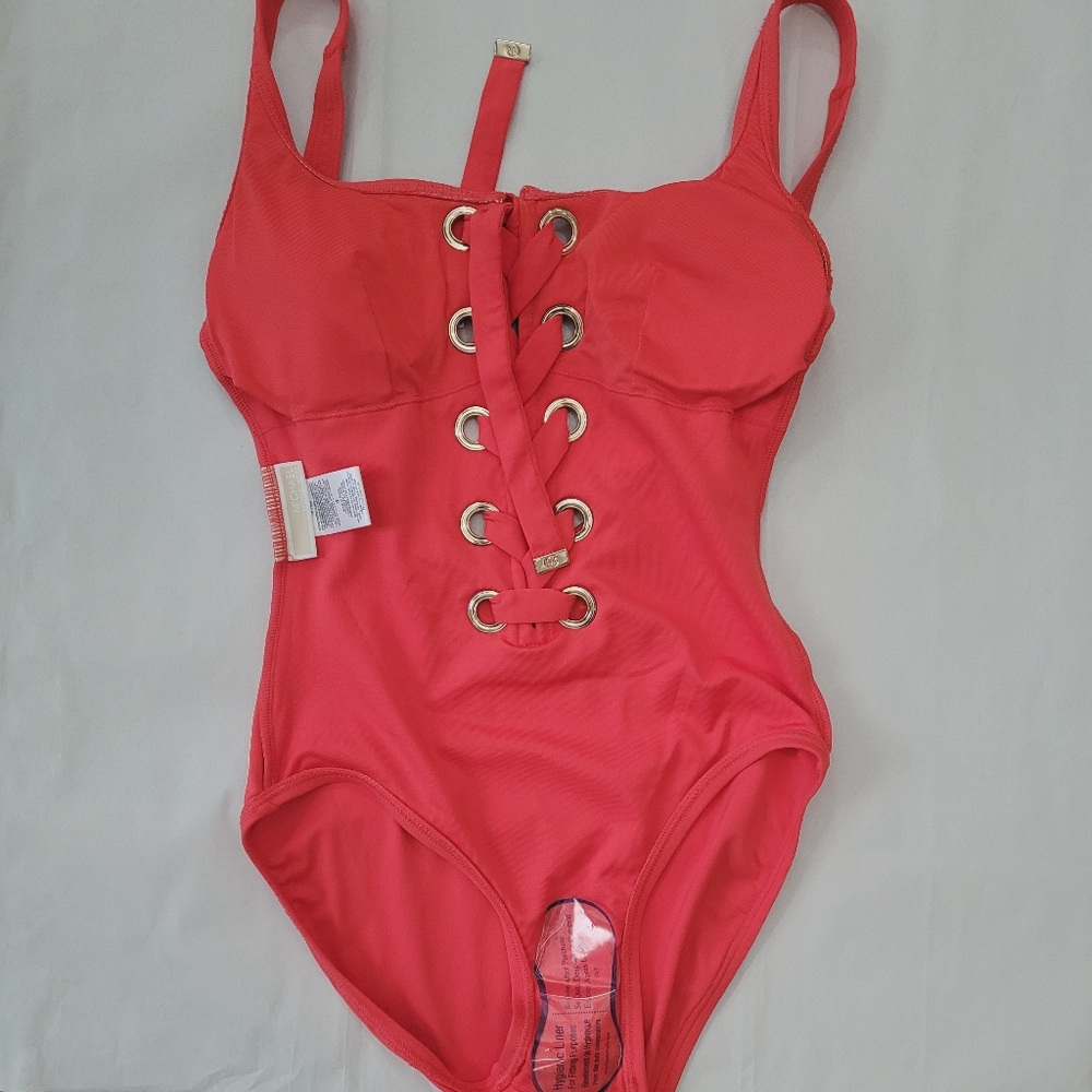 🤑SOLD🤑MICHEAL KORS LACE UP ONE-PIECE SWIMSUIT - Picture 6 of 10